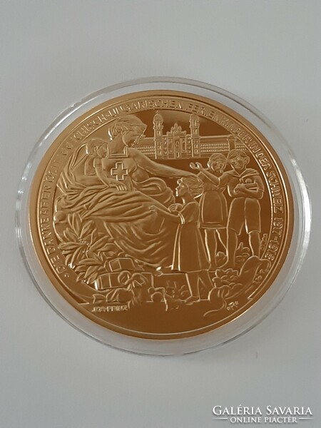 Zita királynő tiszteletére aranyérem 1918 ,  utánveret  kapszulába 24 karátos arany bevonattal UNC