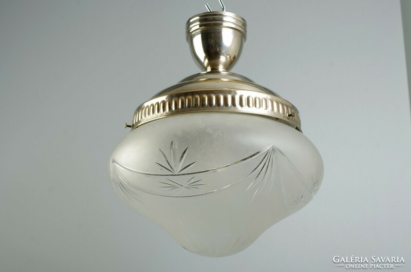 Antik krómozott réz mennyezeti lámpa Vintage