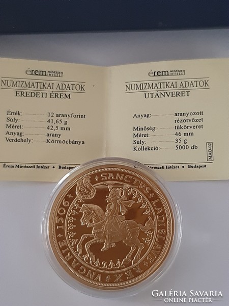 II. Ulaszló gold minted guldiner coin 1506 gold plated in mint capsule with certificate