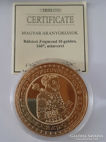Zsigmond Rákóczi 10 gulden 1607, 24-carat gold-plated coin re-mint, in capsule,