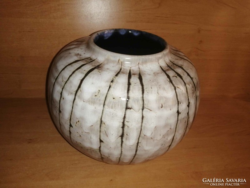 Hódmezővásárhelyi kerámia gömbölyű váza - átm. 24 cm (26/d)