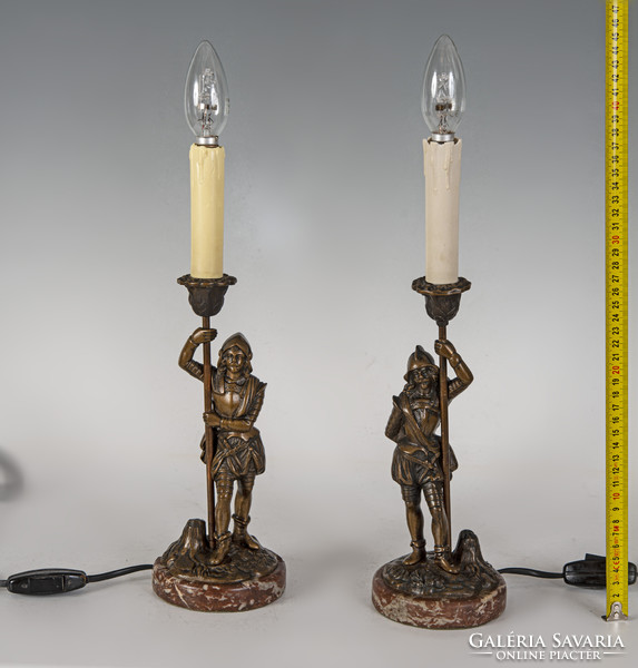 Katona figurás asztali lámpa párban - Ganz & Co jelzéssel