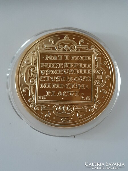 Gábor Bethlen 10 ducat coin replica coated with 24 carats, in capsule, with certificate