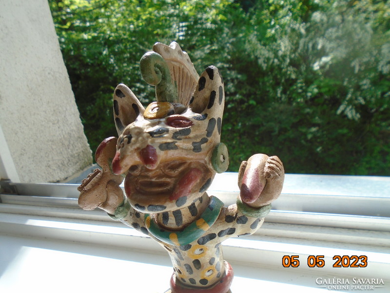 Aztec jaguar warrior, ocelopilli terracotta figure