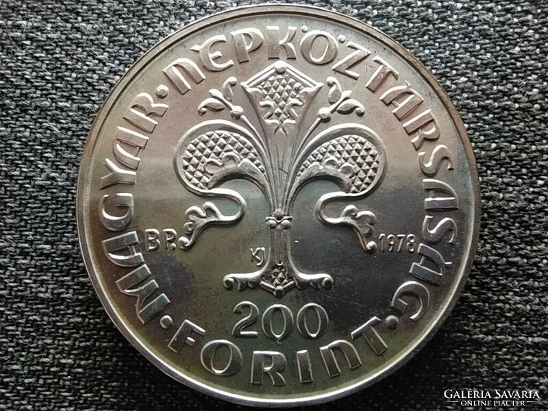 Károly Róbert első magyar aranyforintja emlékére .640 ezüst 200 Forint 1978 BP BU (id44933)