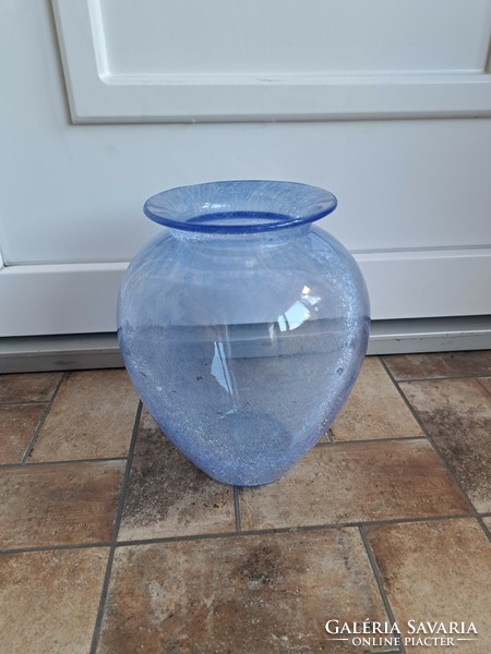 Retro blue sphere vase cracked beautiful veil glass veil Carcagi berek bath glass