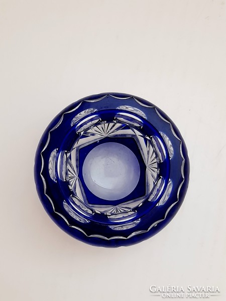 Small blue crystal vase, 9 cm