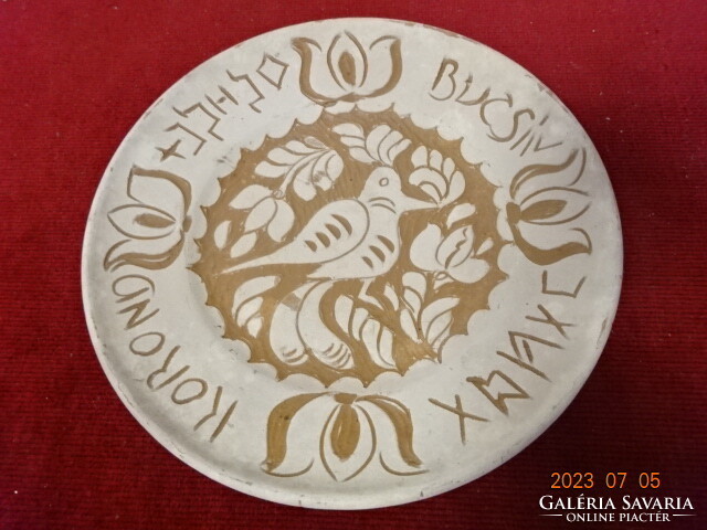 Korondi glazed ceramic wall plate, diameter 16.3 cm. Jokai.