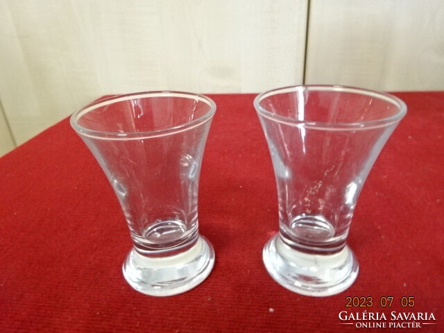 Liqueur glass with a thick base, two pieces, height 7.5 cm. Jokai.
