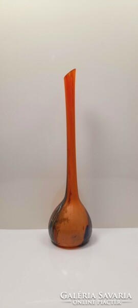 Hosszú nyakú mid-century fújt üveg design váza - 51128
