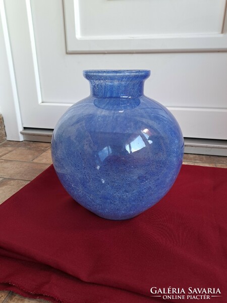 Retro blue rare shape sphere vase cracked beautiful veil glass veil Carcagi berek bath glass