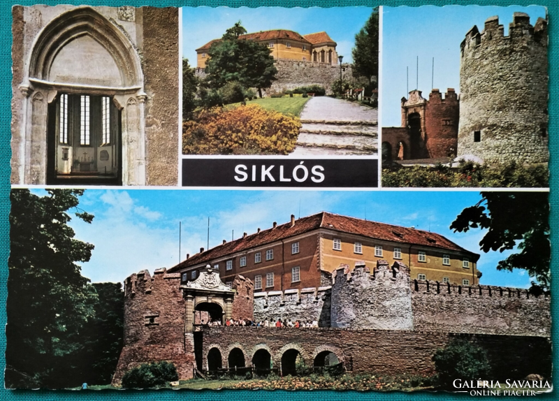 Siklós, vár, részletek, postatiszta képeslap, 1975
