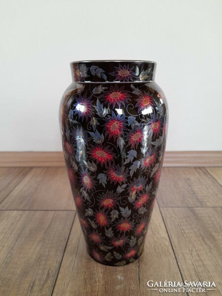 Antique zsolnay carnation patterned eosin vase