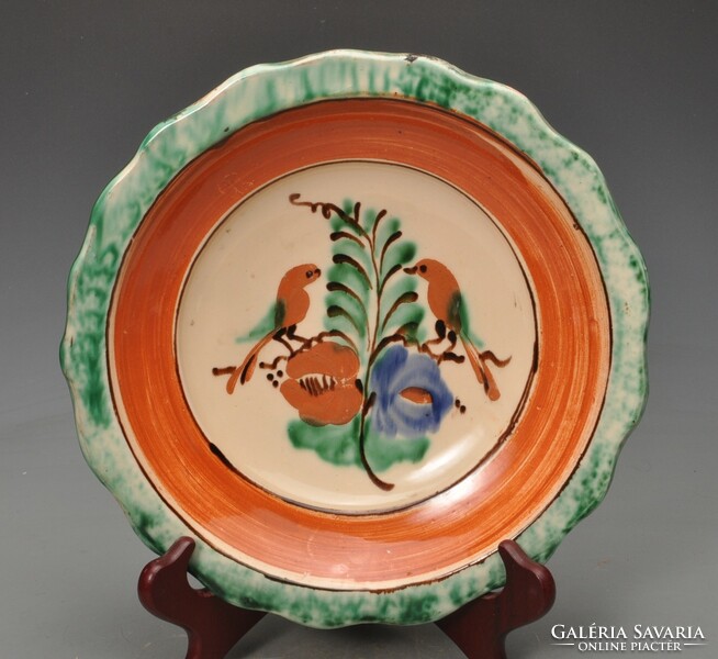 Kántor Karcag ceramic large bowl with birds, 27.2 cm