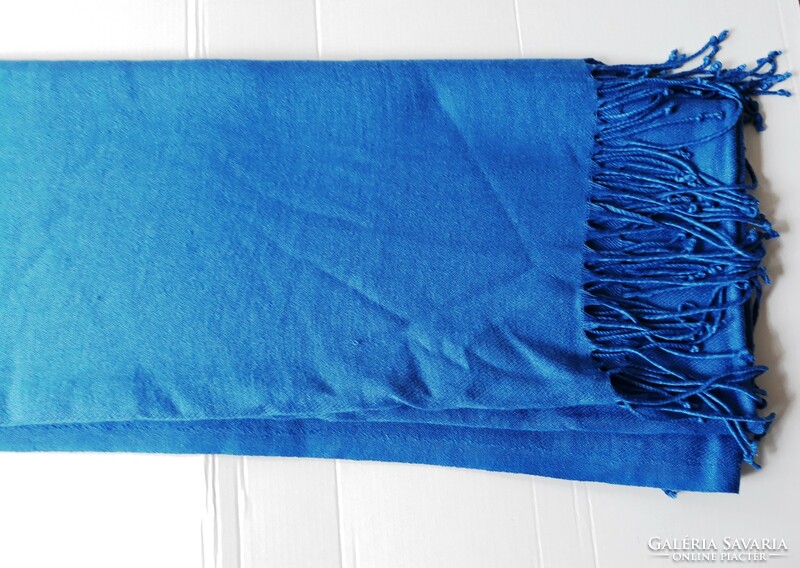 Medium blue pashmina cashmere shawl / stole (80x180 cm)