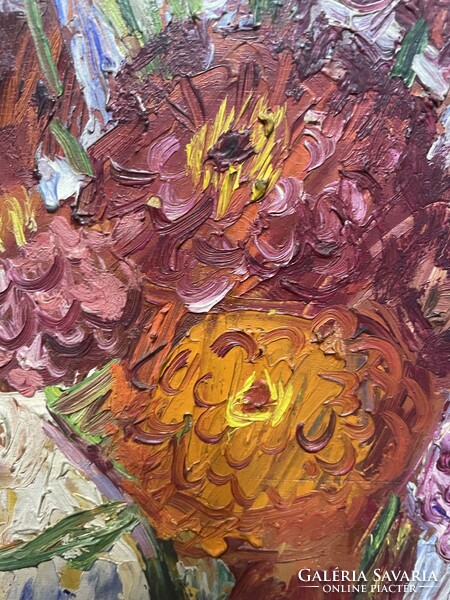 Andor Basch, flower still life oil painting