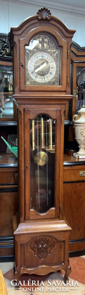 Antique style carved oak wooden case standing clock