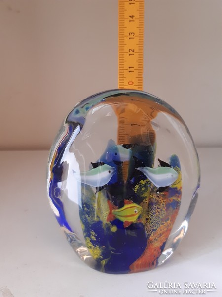 Old glass paperweight, table decoration, fish, fish