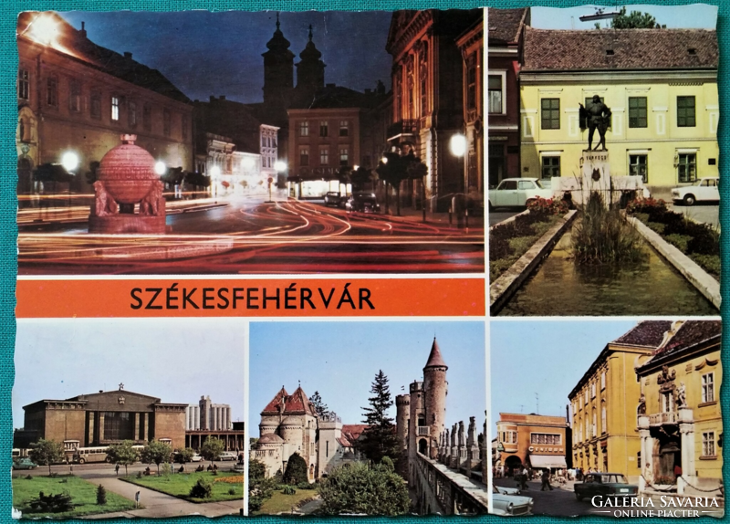 Székesfehérvár, details, printed postcard, 1975