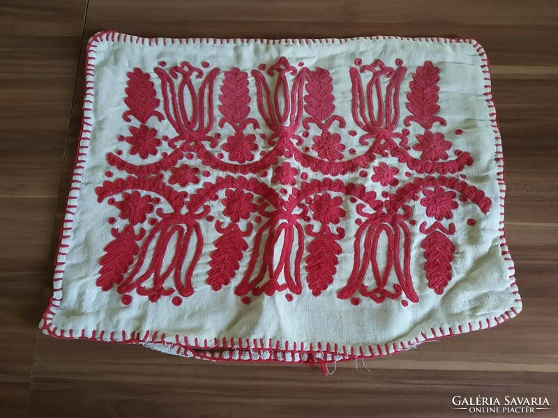 Kalotaszeg written pillow cover, red embroidery, size: 52 cm x 40 cm