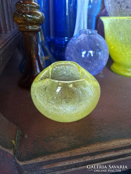 Yellow ashtray ashtray cracked veil glass veil karcagi berek bath glass collectors
