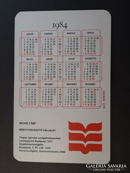 Kártyanaptár 1984 - Művel Nép Könyvterjesztő Vállalat feliratos retró, régi zsebnaptár