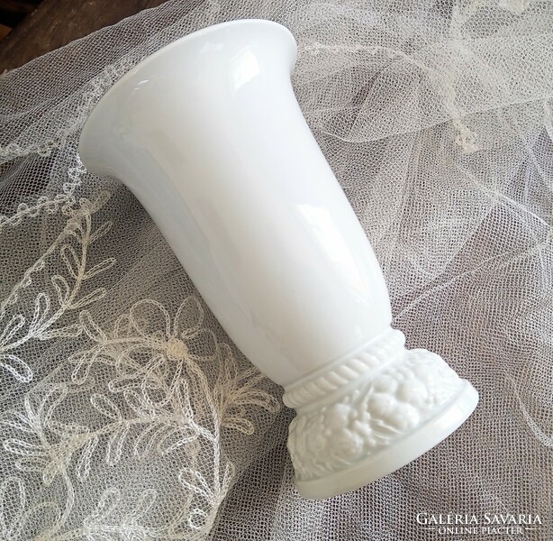 Régi Rosenthal dombormintás fehér porcelán nagy váza18.5cm-es- esküvőre