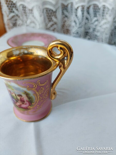 Antique Altwien hand-painted baroque-classicist chocolate coffee cup with bottom