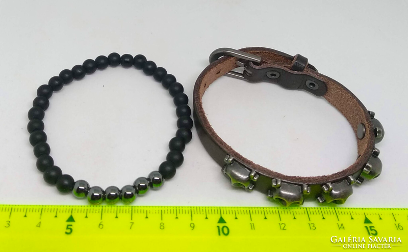 Men's mineral and leather bracelet set 300
