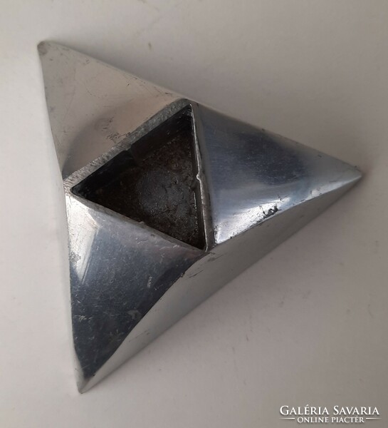 Vintage aluminum candle holder, interesting prism shape