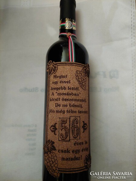 Villányi Portigieser 2020, red wine, for 56th birthday, with cork label (even with free delivery)