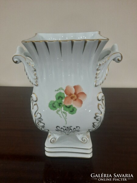 Herend porcelain accordion vase with flower pattern