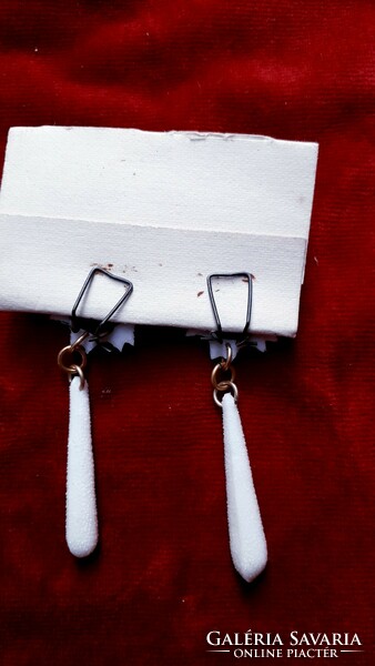 Old unused earrings, white, retro