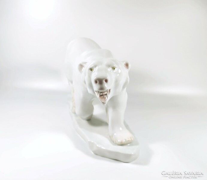 Herend giant walking polar bear figure 41 cm. Flawless! (I087)