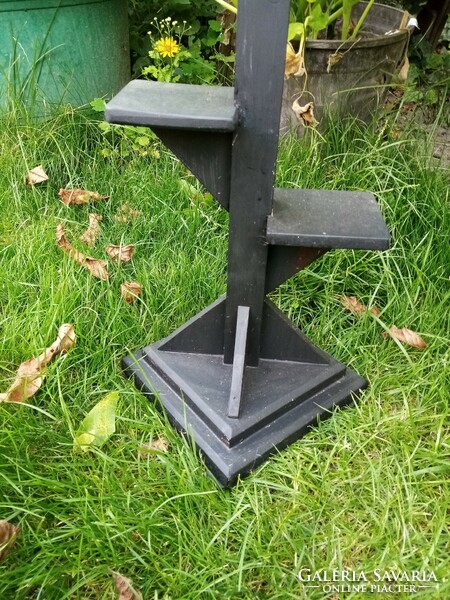 Old wooden flower stand, pedestal 87 cm.