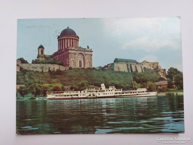 Régi képeslap Esztergom fotó levelezőlap Duna hajó