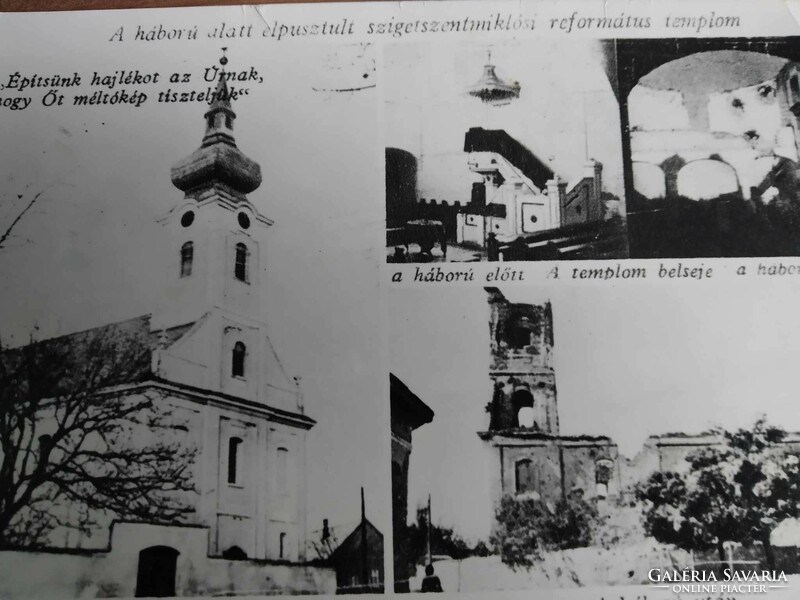 Szigetszentmiklós, reformed church, photo postcard, postal clerk