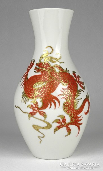 1N546 Hibátlan sárkányos Wallendorf porcelán váza 17 cm