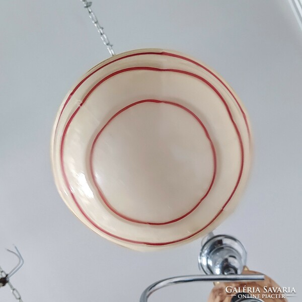 Art deco - streamline - bauhaus nickel-plated ceiling lamp renovated - cream shade
