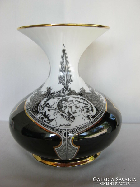 Hollóháza porcelain jurcsák vase, large size, 23 cm