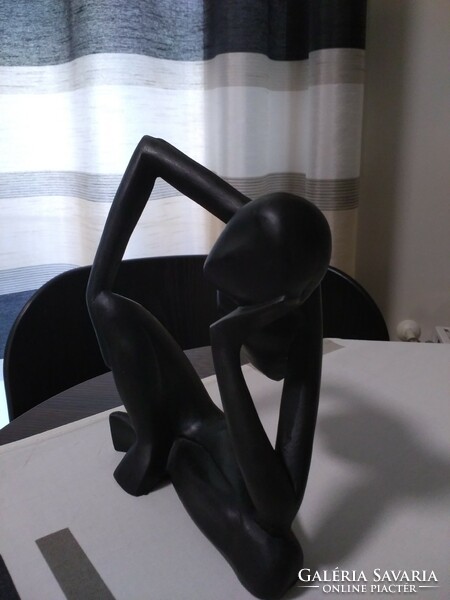 Modern Black Ebony Sculpture 'Thinking'