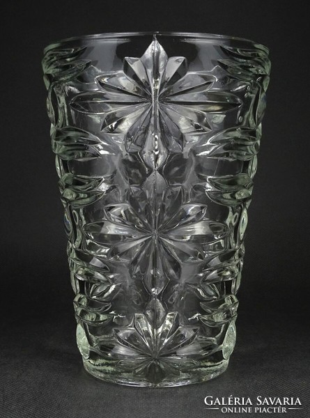 1N531 old large pressed art glass vase 22 cm