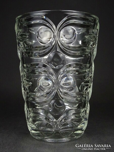 1N531 old large pressed art glass vase 22 cm