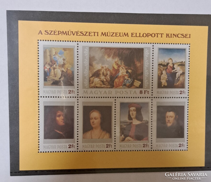 1984. Festmény, a Szépművészeti Múzeum ellopott kincsei bélyeg blokk** D/22