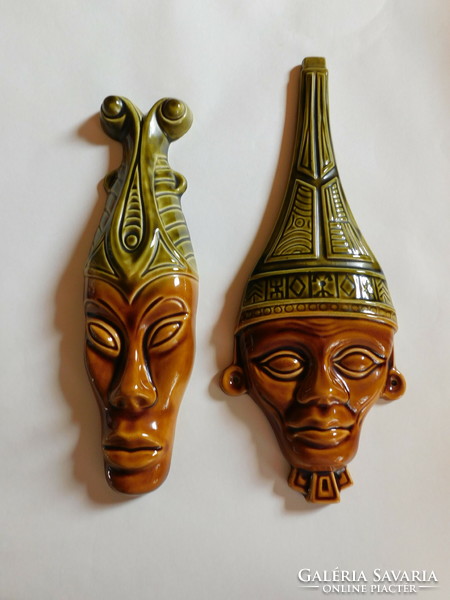 László Zahajszky wall masks in a pair