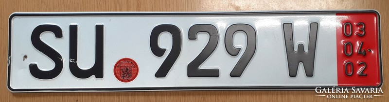 German registration number plate su 929 w 2.