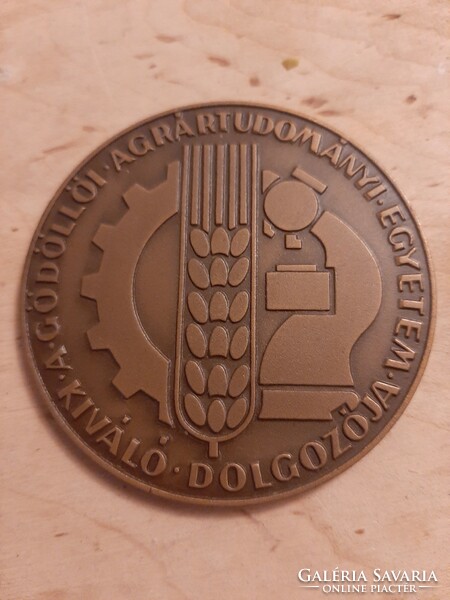 Bronze commemorative plaque for outstanding employee of Gödöllő University of Agricultural Sciences