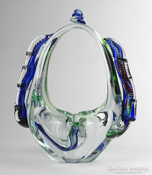 1N519 blown colored glass basket 17 cm