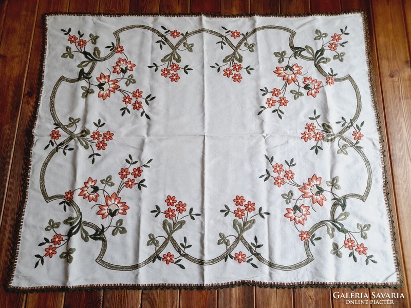 Embroidered tablecloth, tablecloth with beautiful pastel colors, 145 x 118 cm