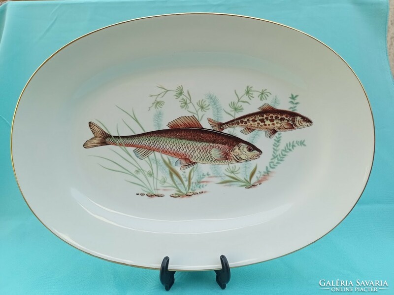 Olasz halas porcelán kínáló tál 35 cm